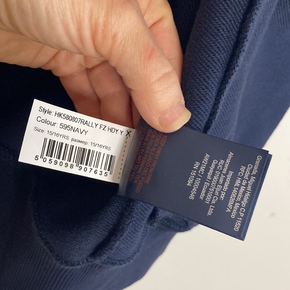 New Hackett Hoodie Youth 15 16 Navy Blue Rally Full Zip Sweatshirt Union Jack - Picture 13 of 14